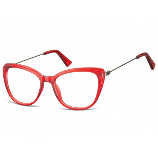 Okulary oprawki zerówki korekcyjne Kocie Oczy Sunoptic AC8F czerwone